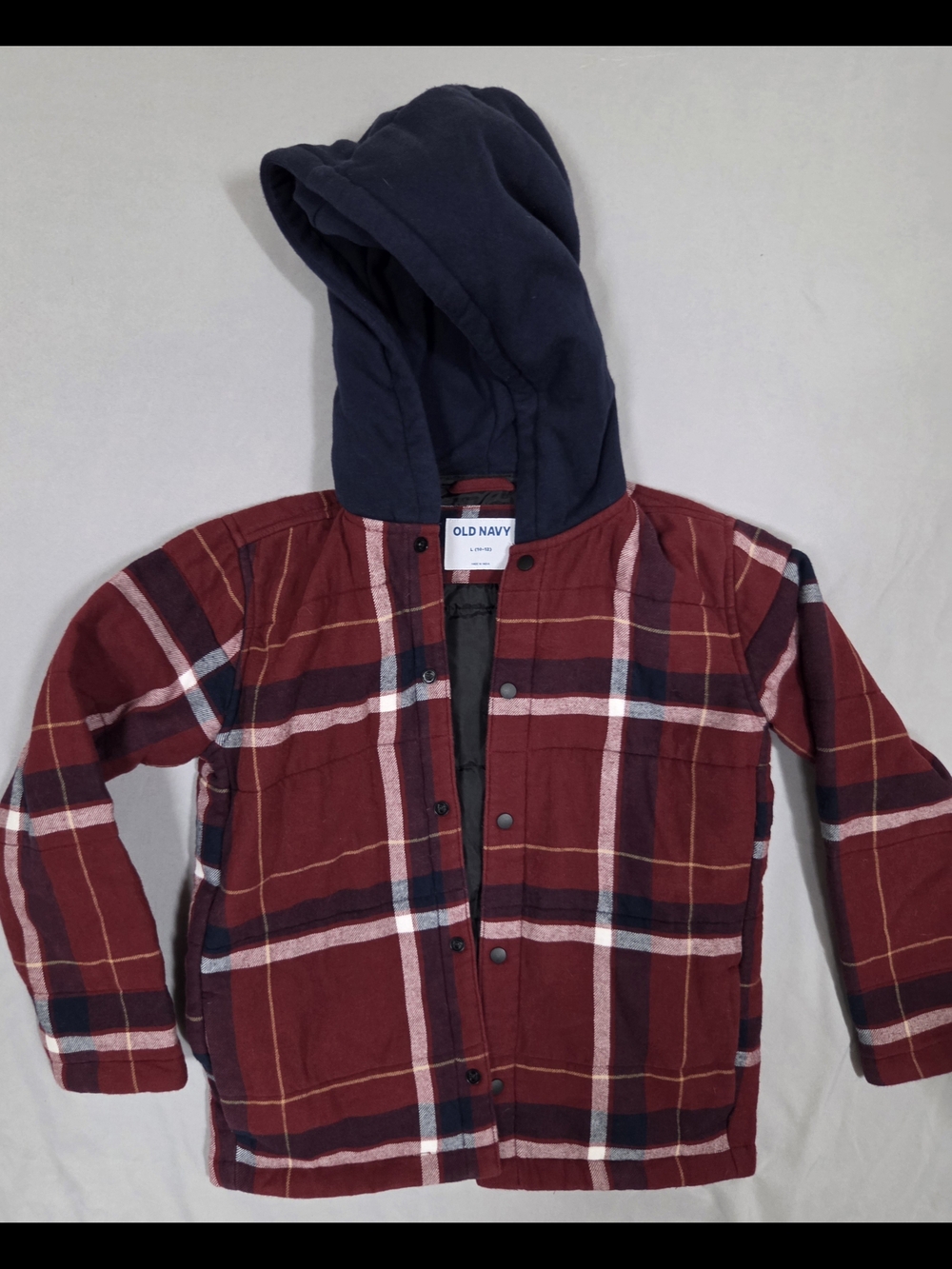 Old Navy Red Plaid Hooded Flannel Jacket